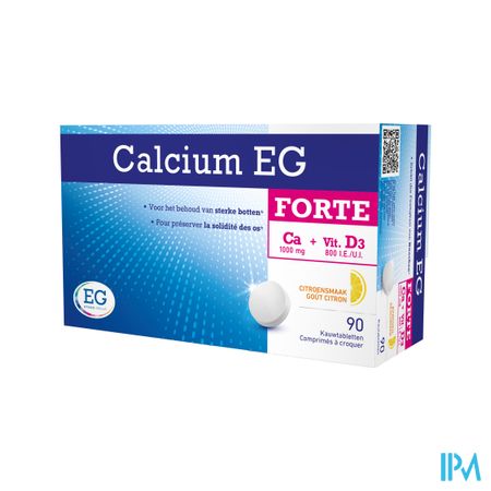 Calcium EG Forte 1000Mg/800Ie Citroen Kauwtabl 90 - Afbeelding 2