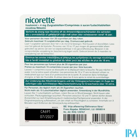Nicorette Freshmint 4mg Zuigtabl Z/suiker 80 Nf - Afbeelding 2