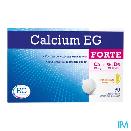 Calcium EG Forte 1000Mg/800Ie Citroen Kauwtabl 90 - Afbeelding 3