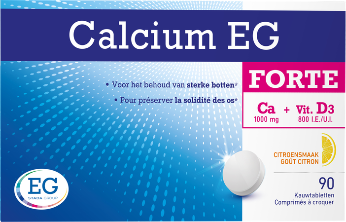Calcium EG Forte 1000Mg/800Ie Citroen Kauwtabl 90 - Afbeelding 6