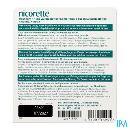 Nicorette Freshmint 4mg Zuigtabl Z/suiker 80 Nf - Afbeelding 4
